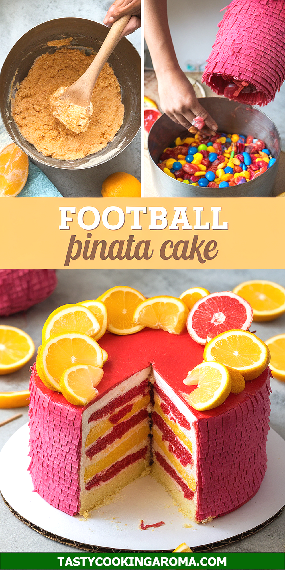 Citrus Burst Football Pinata Cake