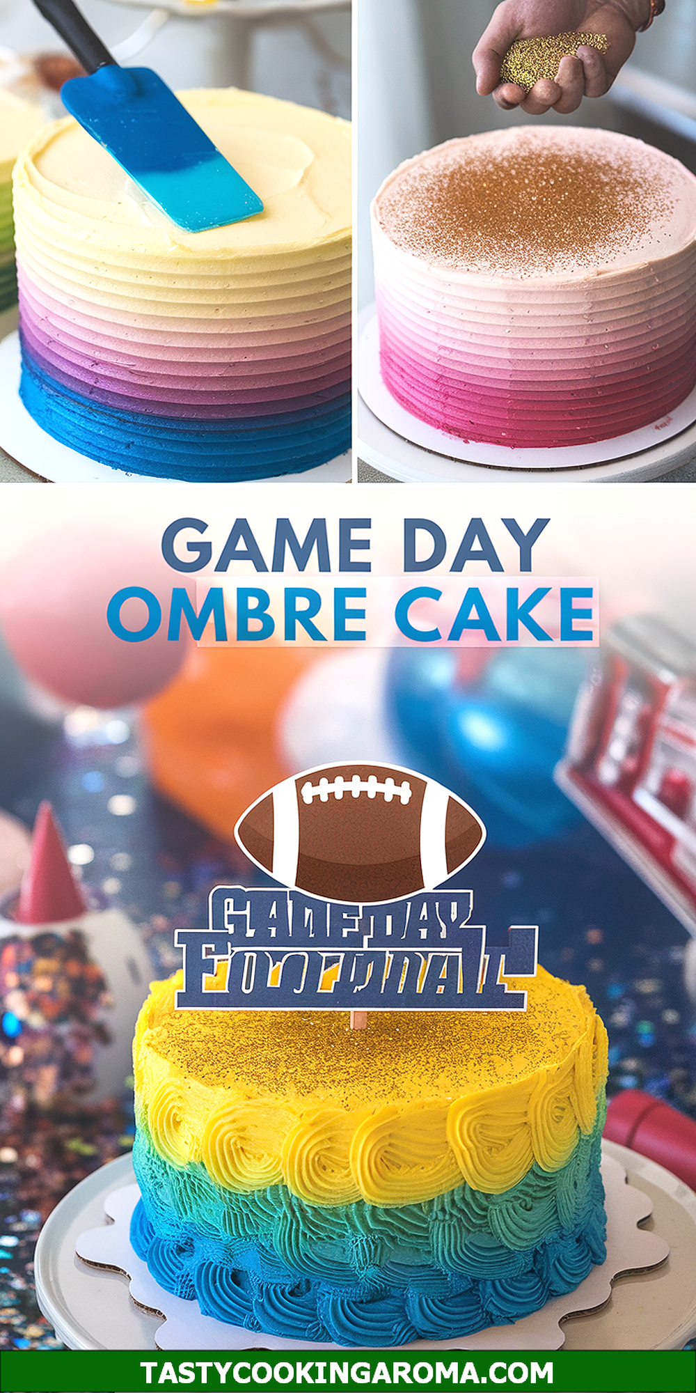 Glitter Game Day Ombre Football Cake