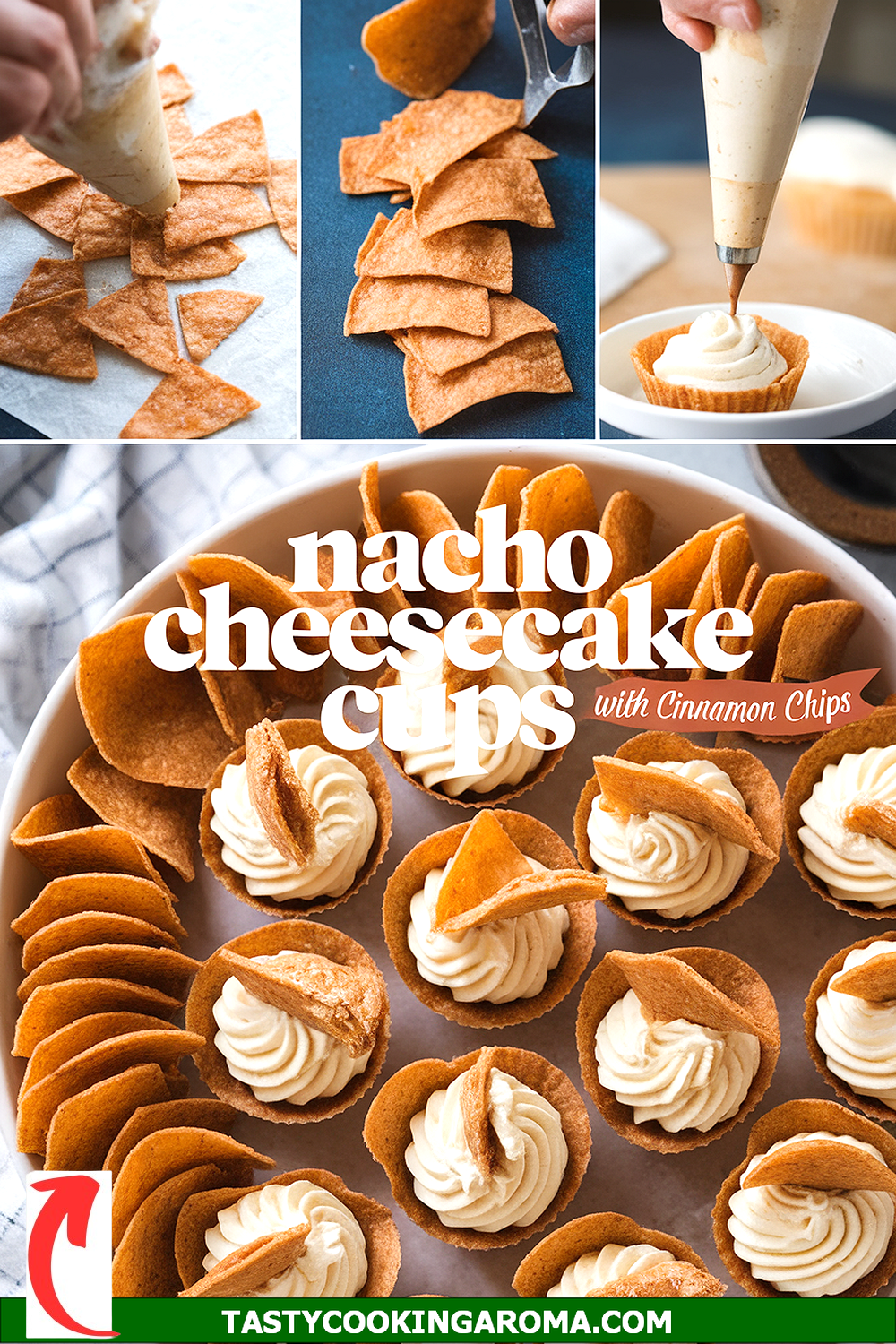 Mini Nacho Cheesecake Cups with Sweet Cinnamon Chips