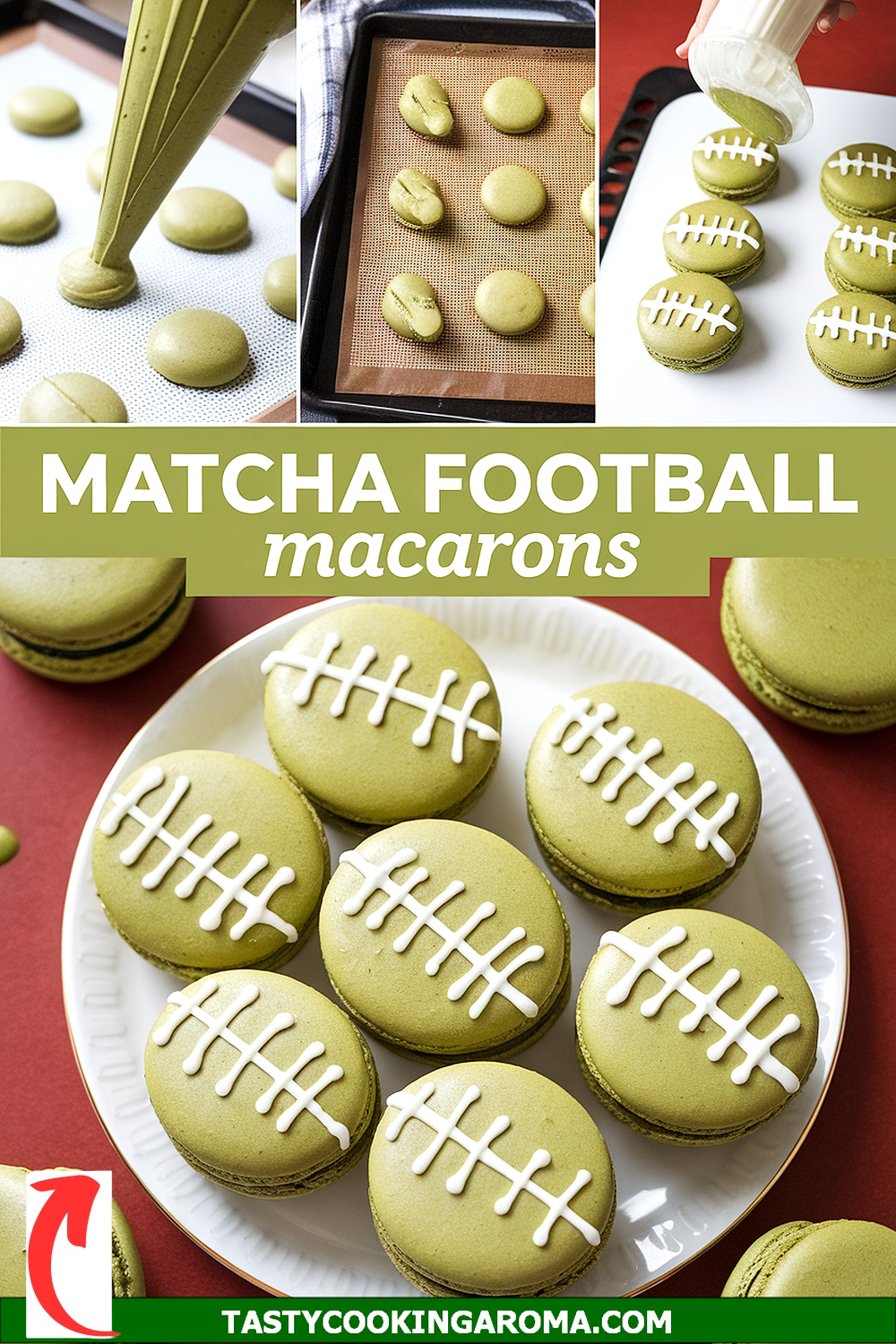 Matcha Green Tea Football Macarons