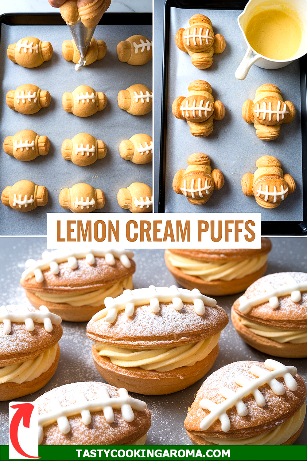 Football Shaped Lemon Cream Puffs