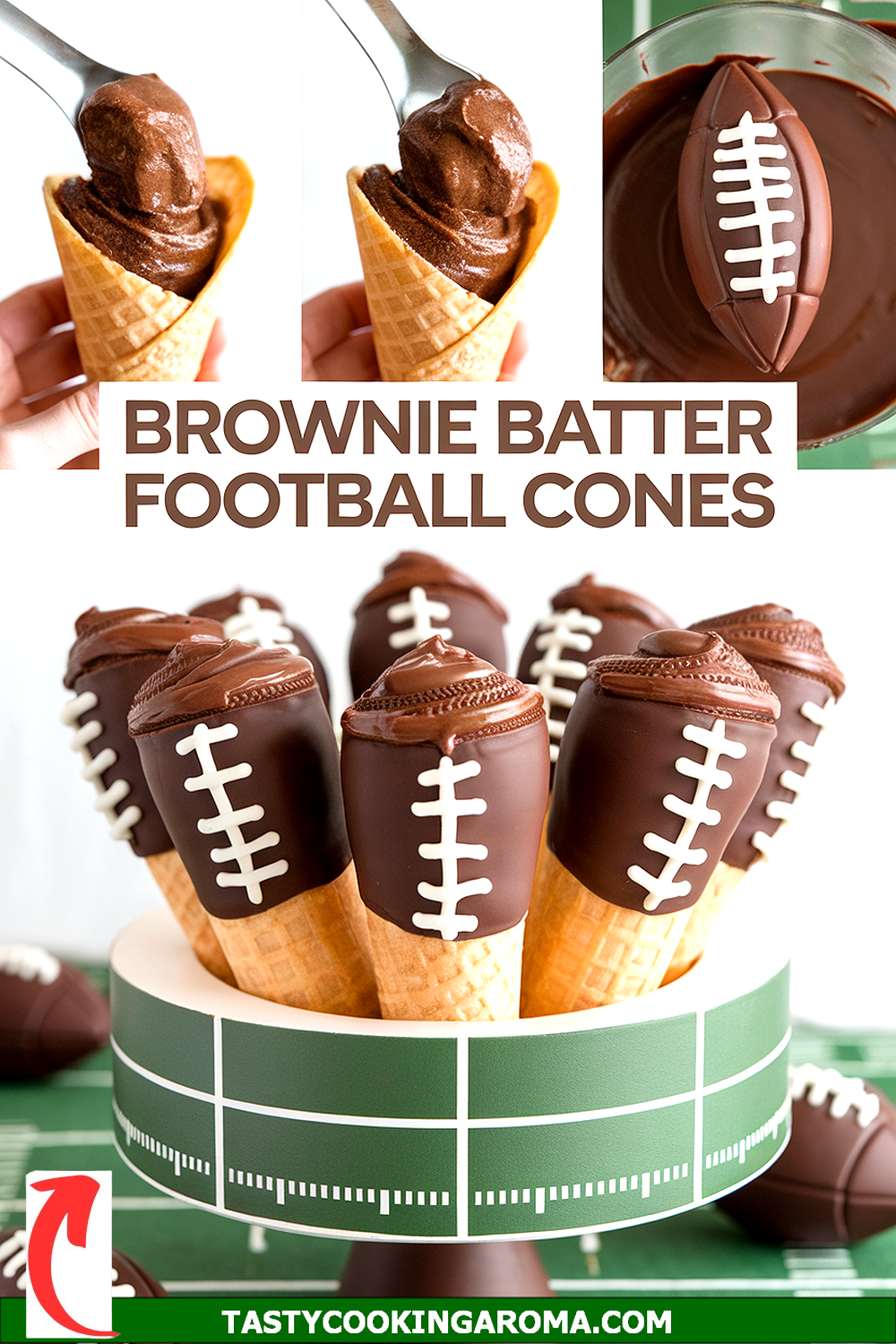 Edible Brownie Batter Football Cones