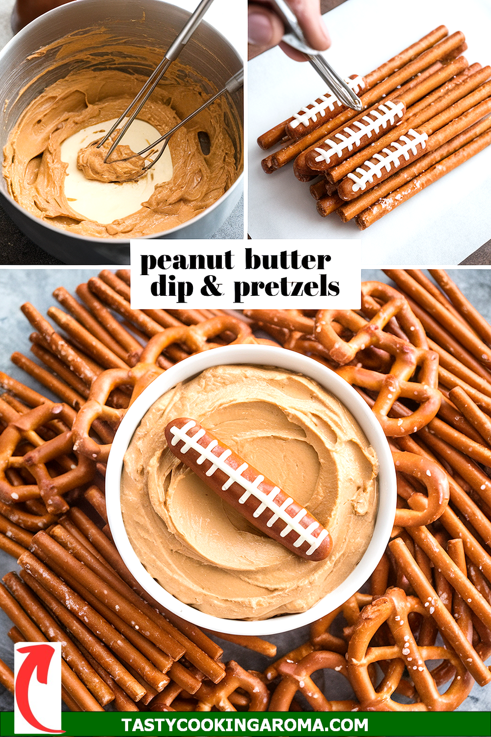 Whipped Peanut Butter Dip with Pretzel Football Dippers