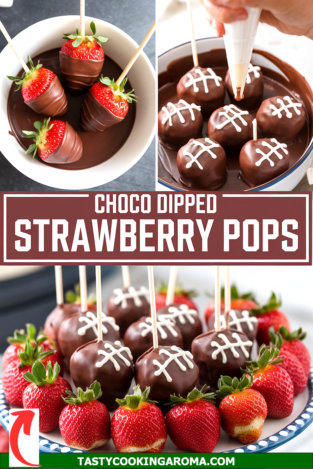 Chocolate-Dipped Football Strawberry Pops