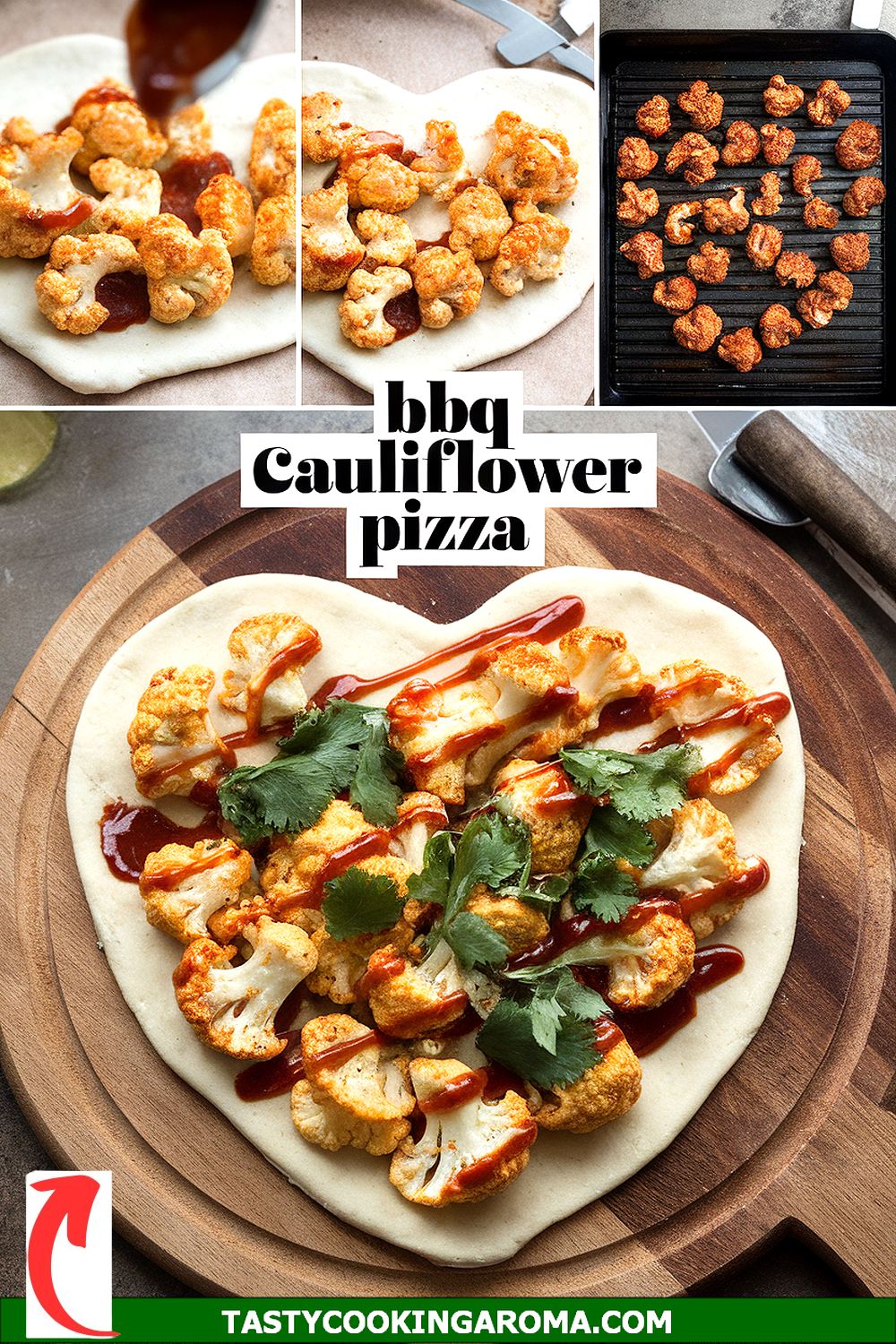 Heart-Shaped BBQ Cauliflower Bites Pizza