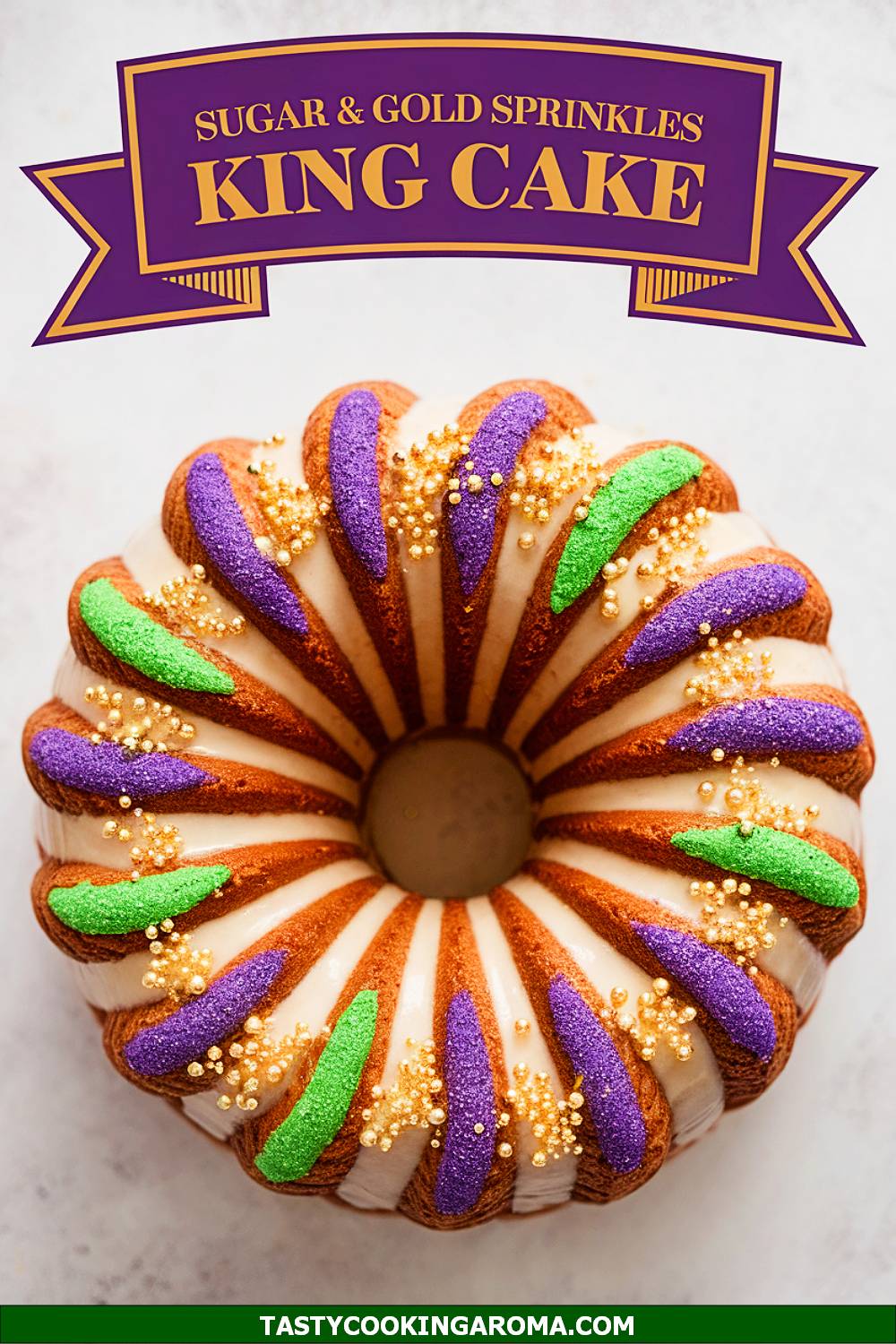 Sanding Sugar & Gold Sprinkles Bundt King Cake