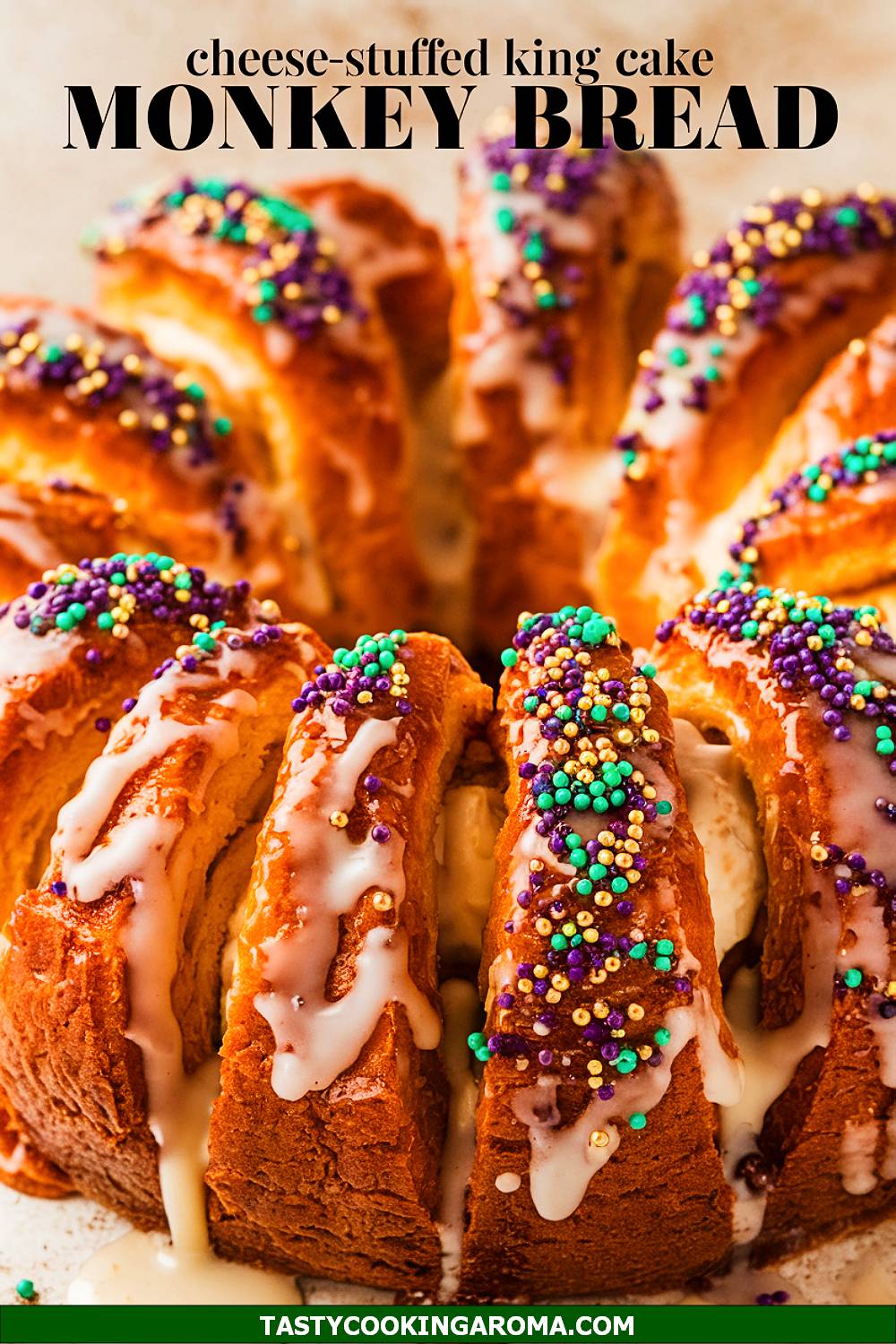 Cream Cheese-Stuffed King Cake Monkey Bread