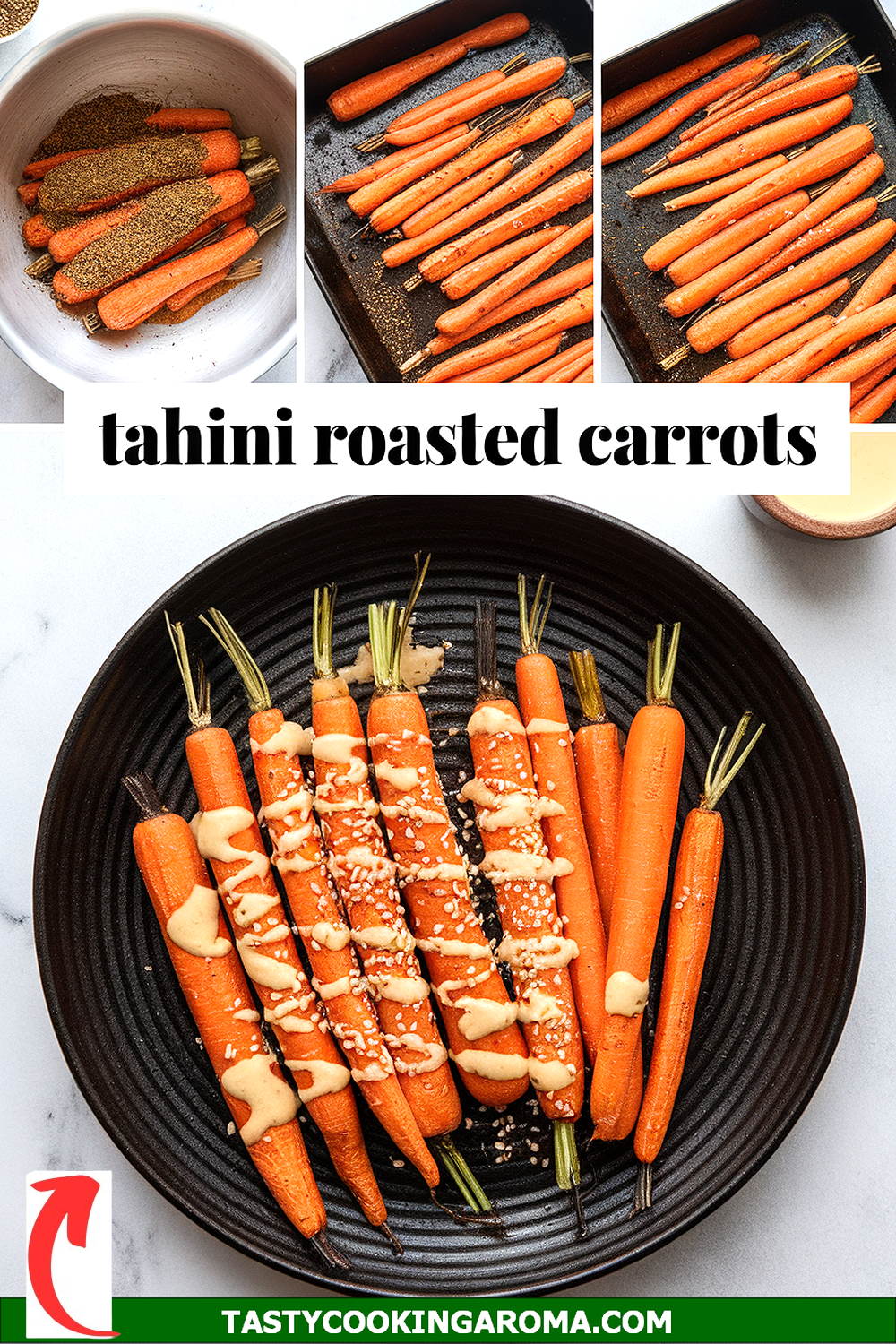 Savory Roasted Carrots with Tahini Drizzle and Sesame Seeds