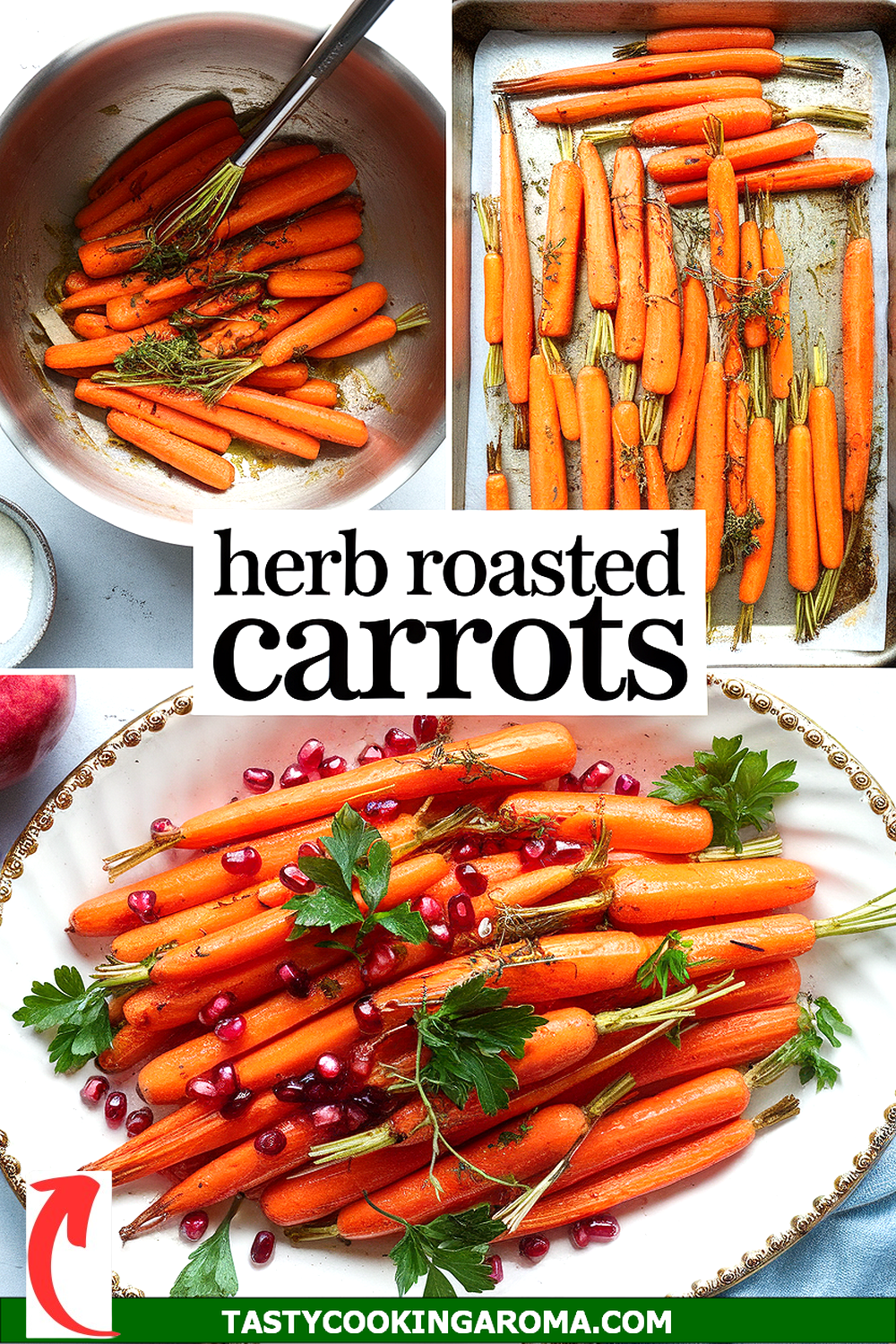 Citrus Herb Roasted Carrots with Pomegranate Seeds