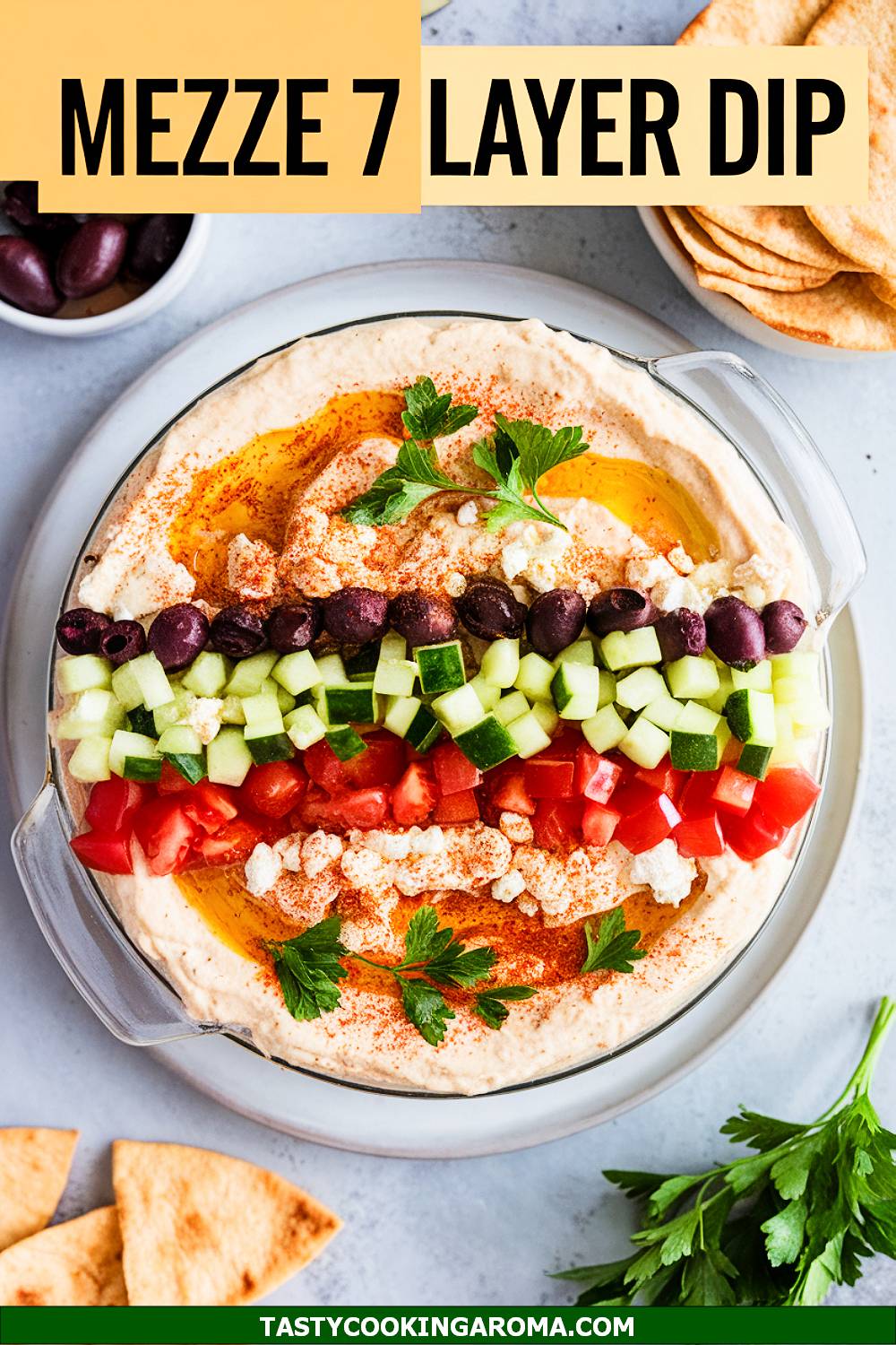 Mediterranean Mezze Seven Layer Dip