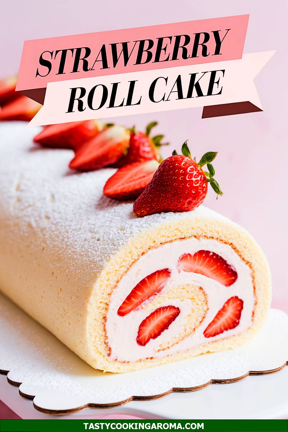 Strawberry Roll Cake with Cream Cheese Frosting