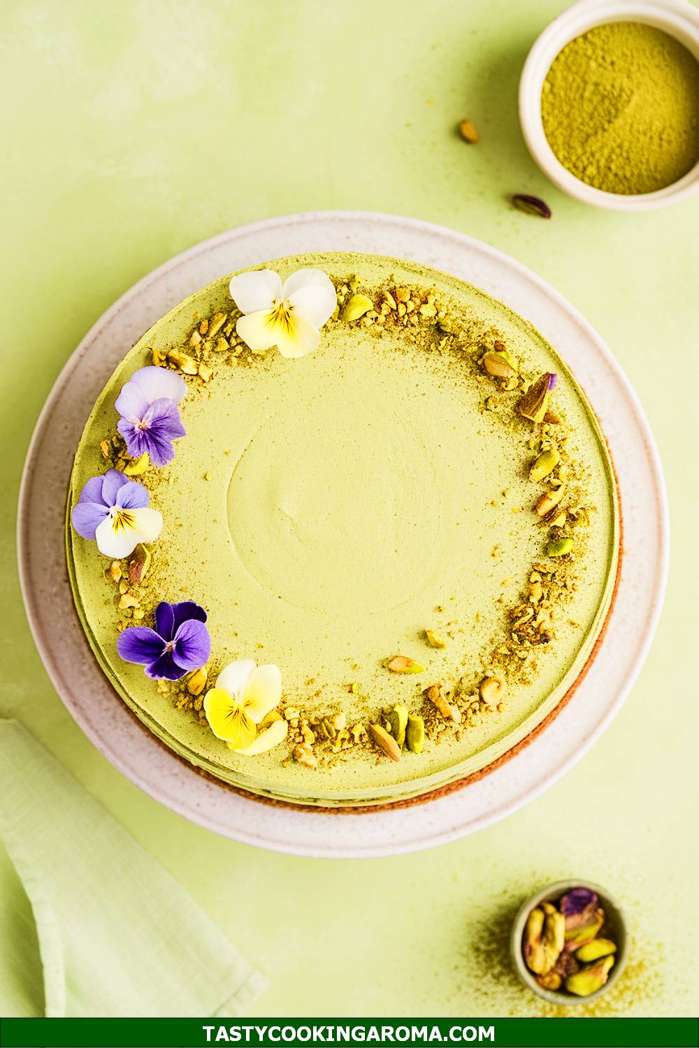 Pistachio Matcha Blossom Cake