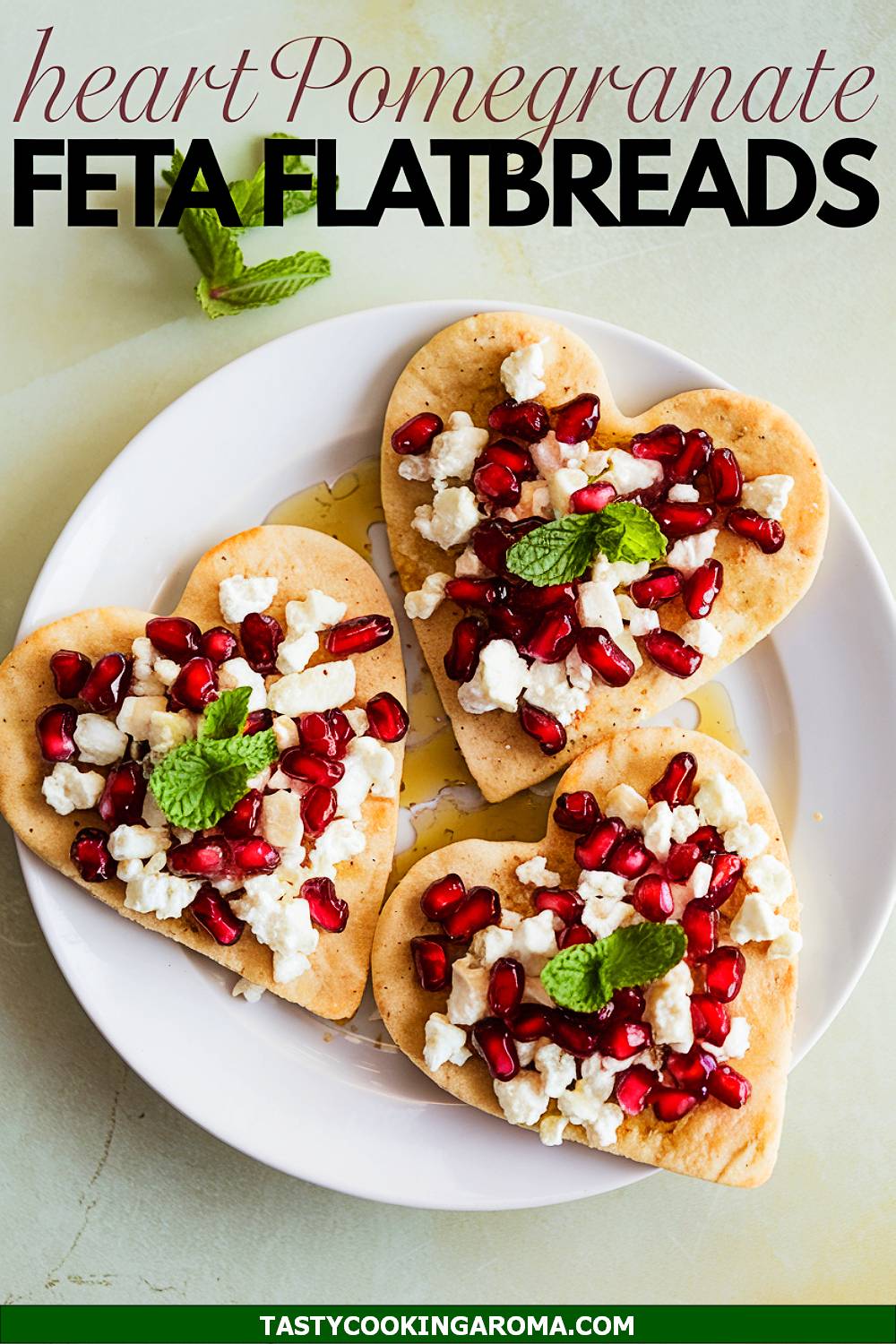 Heart-Shaped Pomegranate and Feta Flatbreads