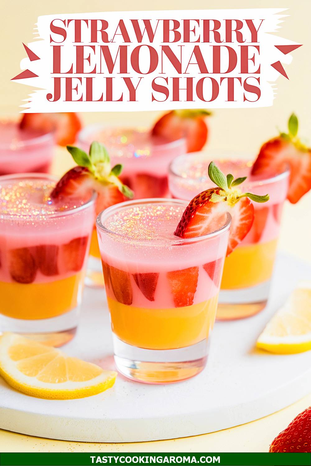 Sparkling Strawberry Lemonade Jelly Shots