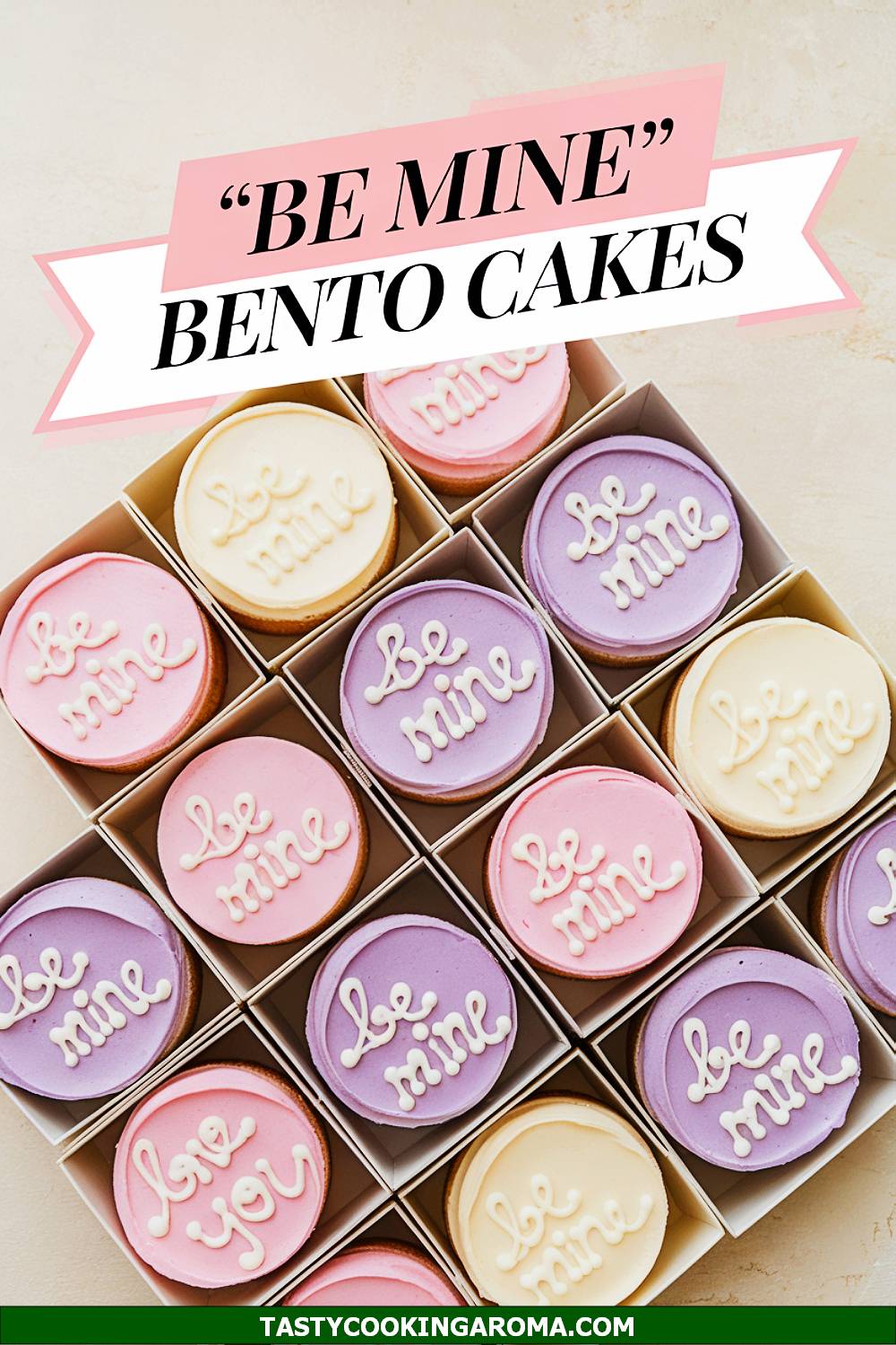 Tiny "Be Mine" Bento Cakes