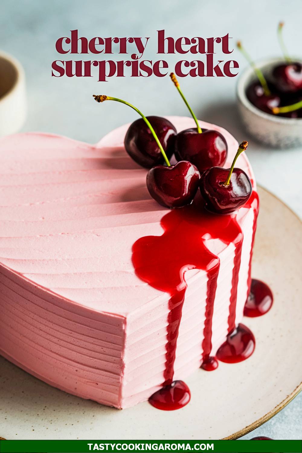 Cherry Heart Surprise Cake