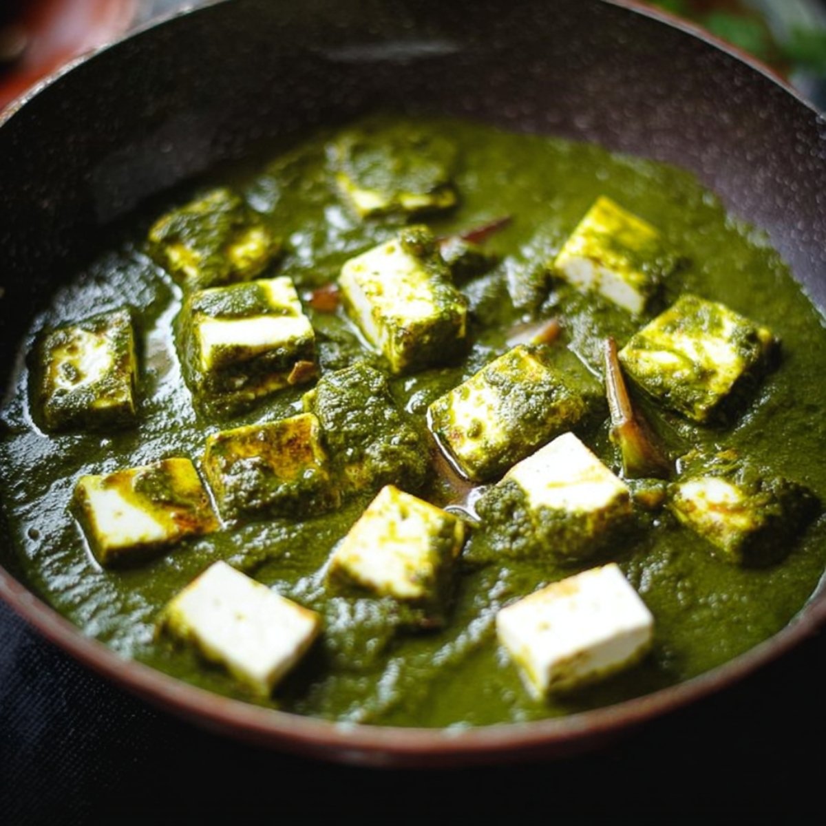 Gently fold in the paneer cubes. Don't overcook them or they'll turn rubbery. Just let them warm through for a minute or two.