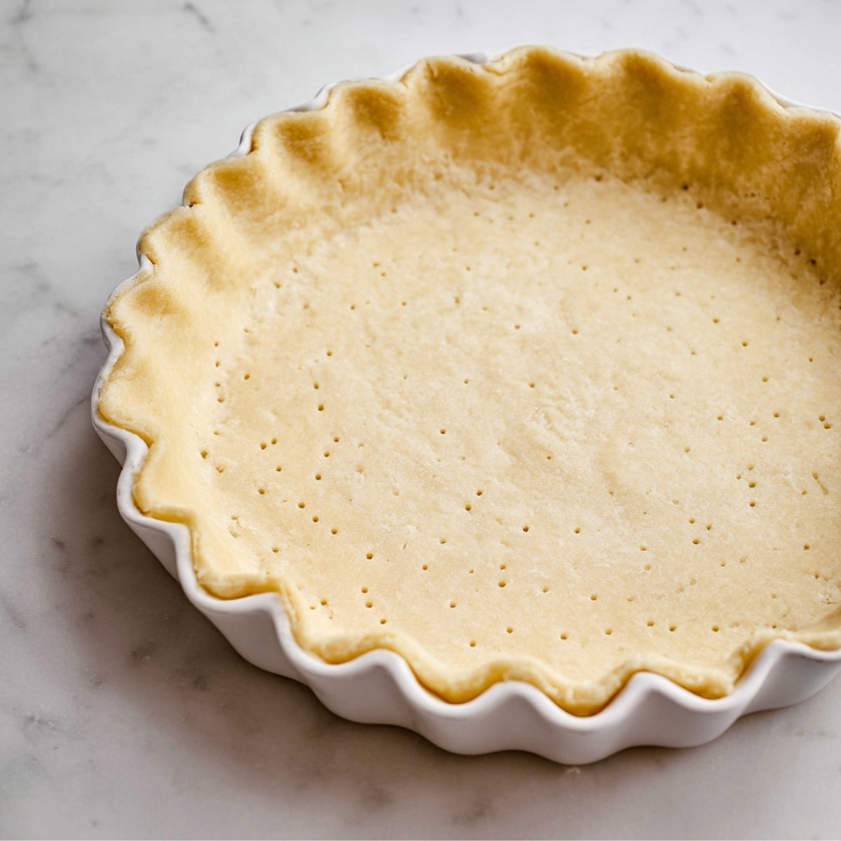 Carefully transfer the dough to a 9-inch pie plate. Press it gently into the bottom and sides, then crimp or shape the edges however you like. Prick the bottom all over with a fork to prevent bubbling.